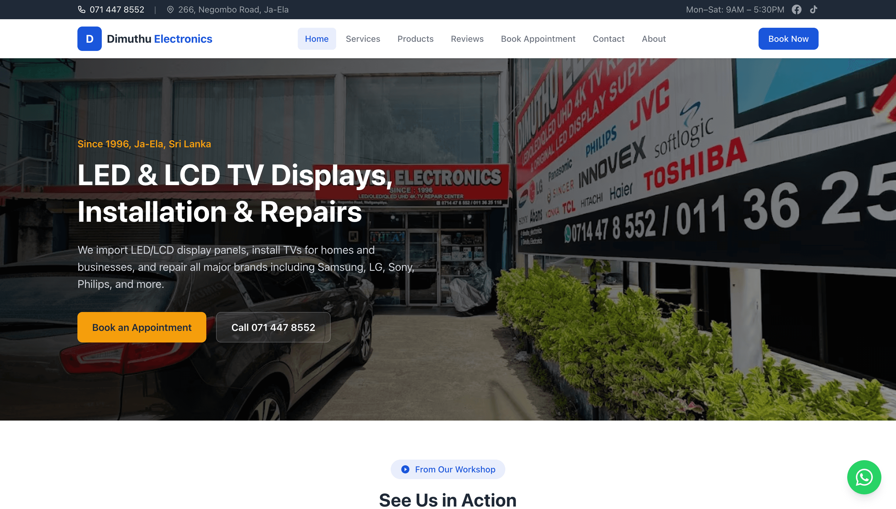 Dimuthu Electronics website homepage